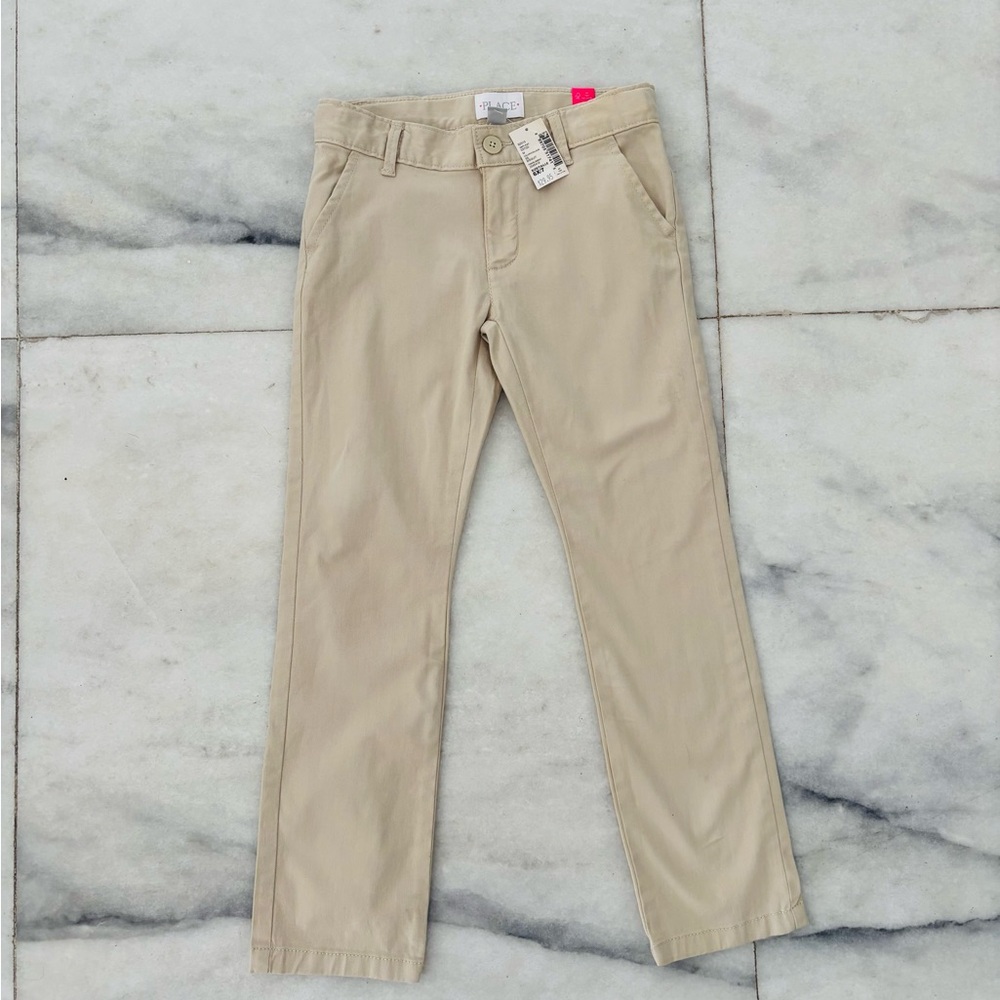 Children’s Place Girls Chino Pants Beige Straight Leg Cotton Youth Size 7 NWT
